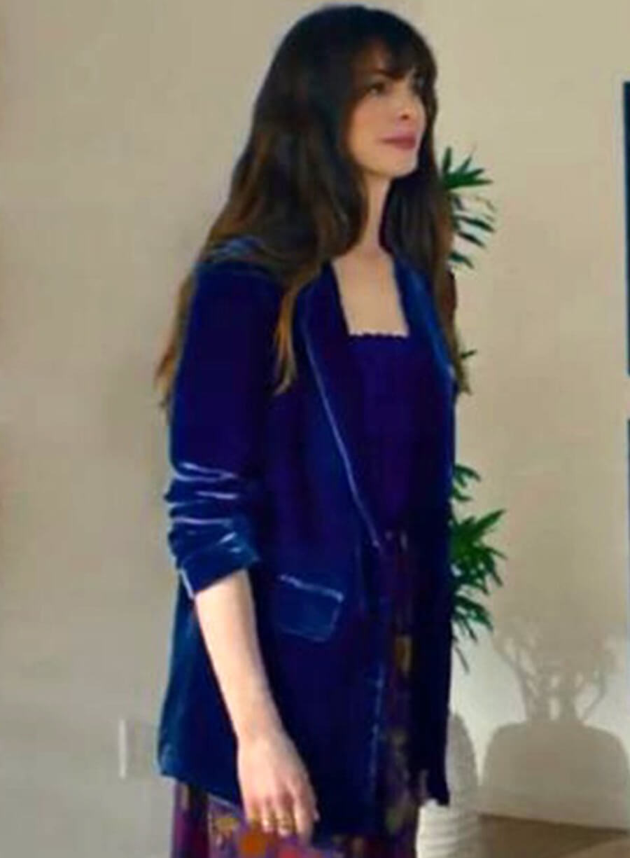 The Idea Of You 2024 Solene Blue Velvet Blazer