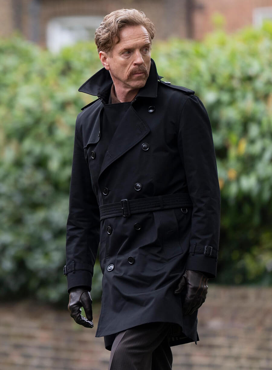 The Runner 2026 Damian Lewis Black Trench Coat