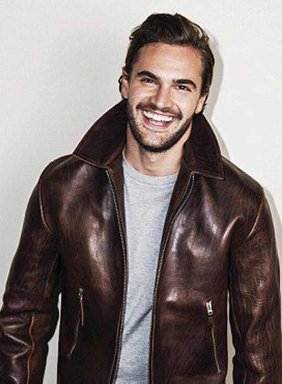 Tom Bateman Brown Leather Jacket