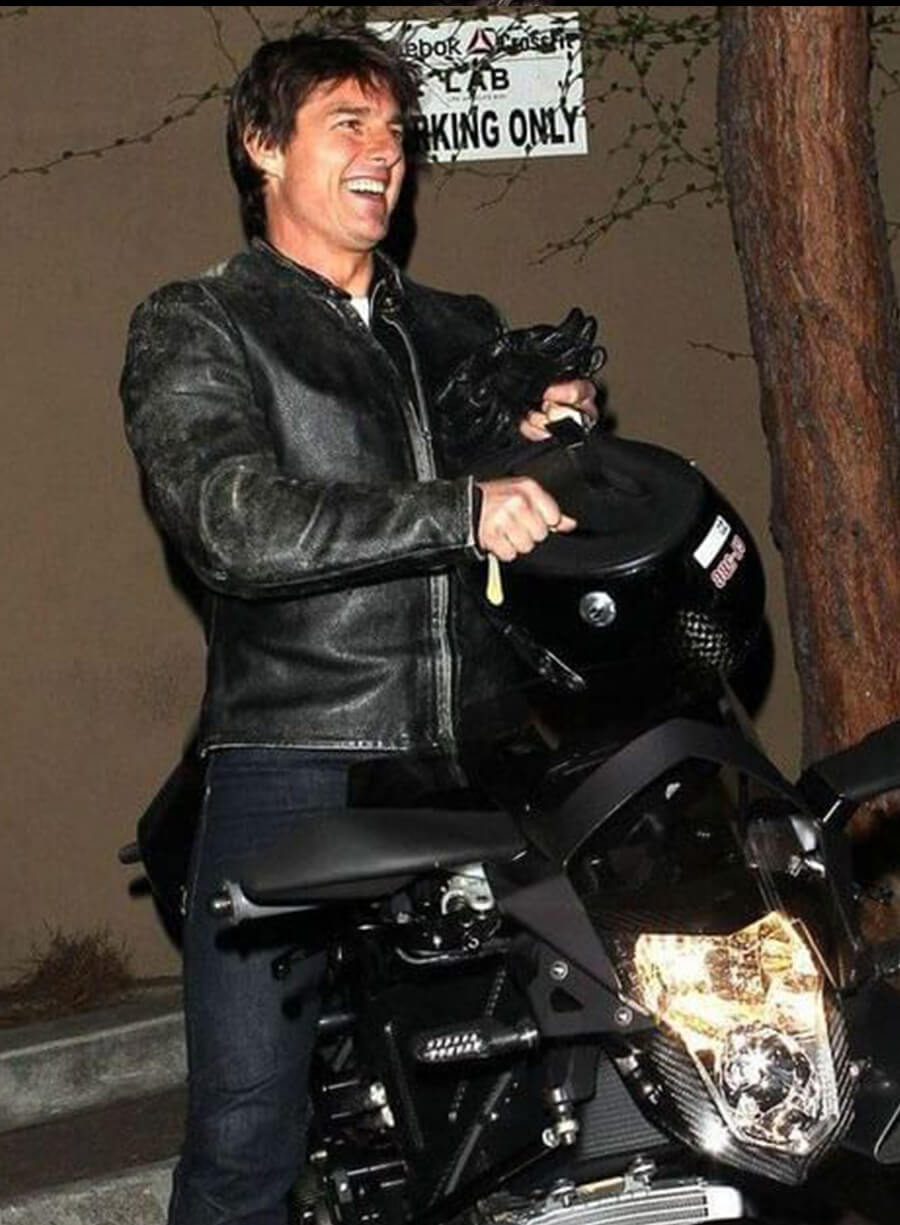 Tom Cruise Distressed Motorcycle Black Jacket