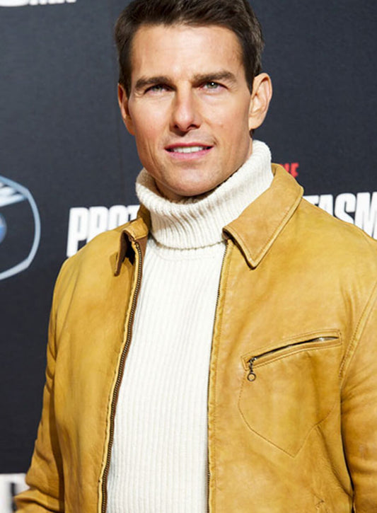 Tom Cruise Mission Impossible 4 Yellow Leather Jacket