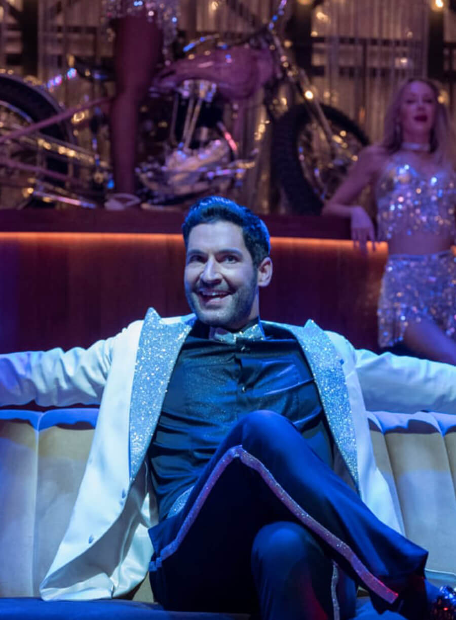 Tom Ellis Lucifer Morningstar S06 White Velvet Blazer
