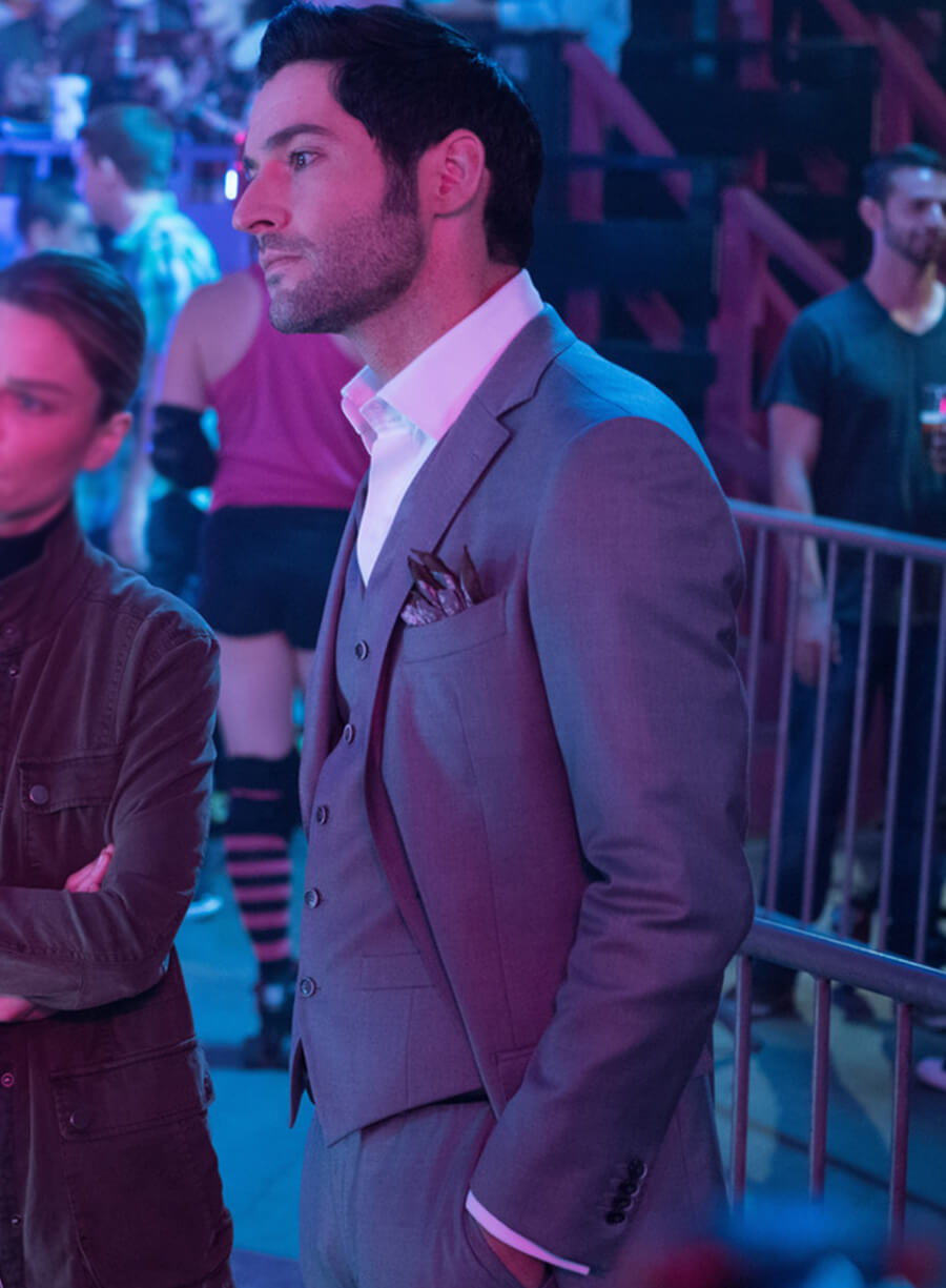 Tom Ellis Lucifer S03 Grey Blazer