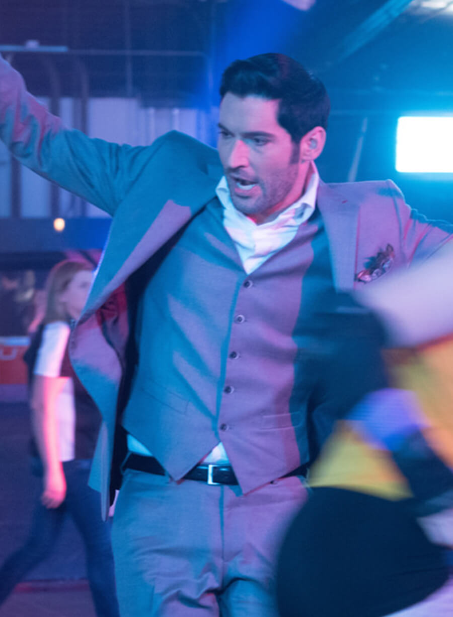 Tom Ellis Lucifer S03 Grey Blazer