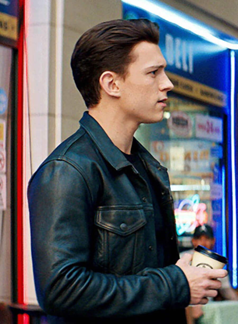 Tom Holland Uncharted Black Leather Jacket