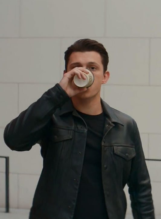 Tom Holland Uncharted Black Leather Jacket