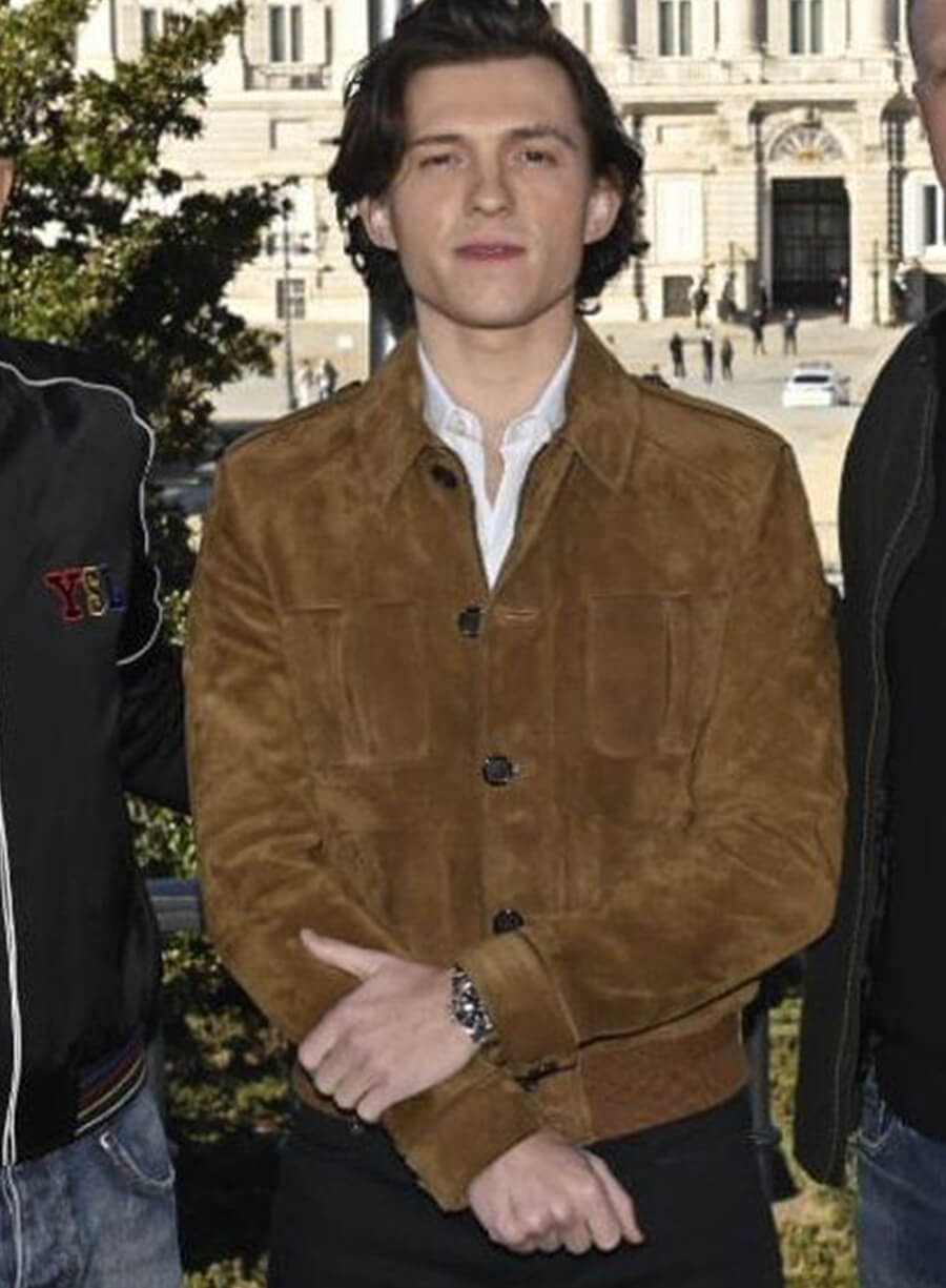 Tom Holland Uncharted Brown Suede Leather Jacket