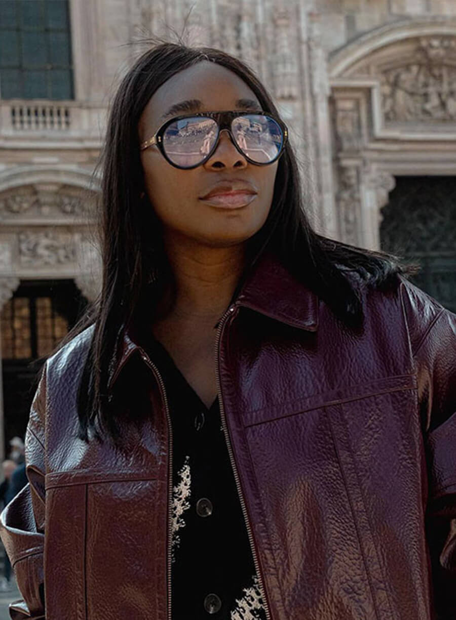 Venus Williams Maroon Leather Jacket