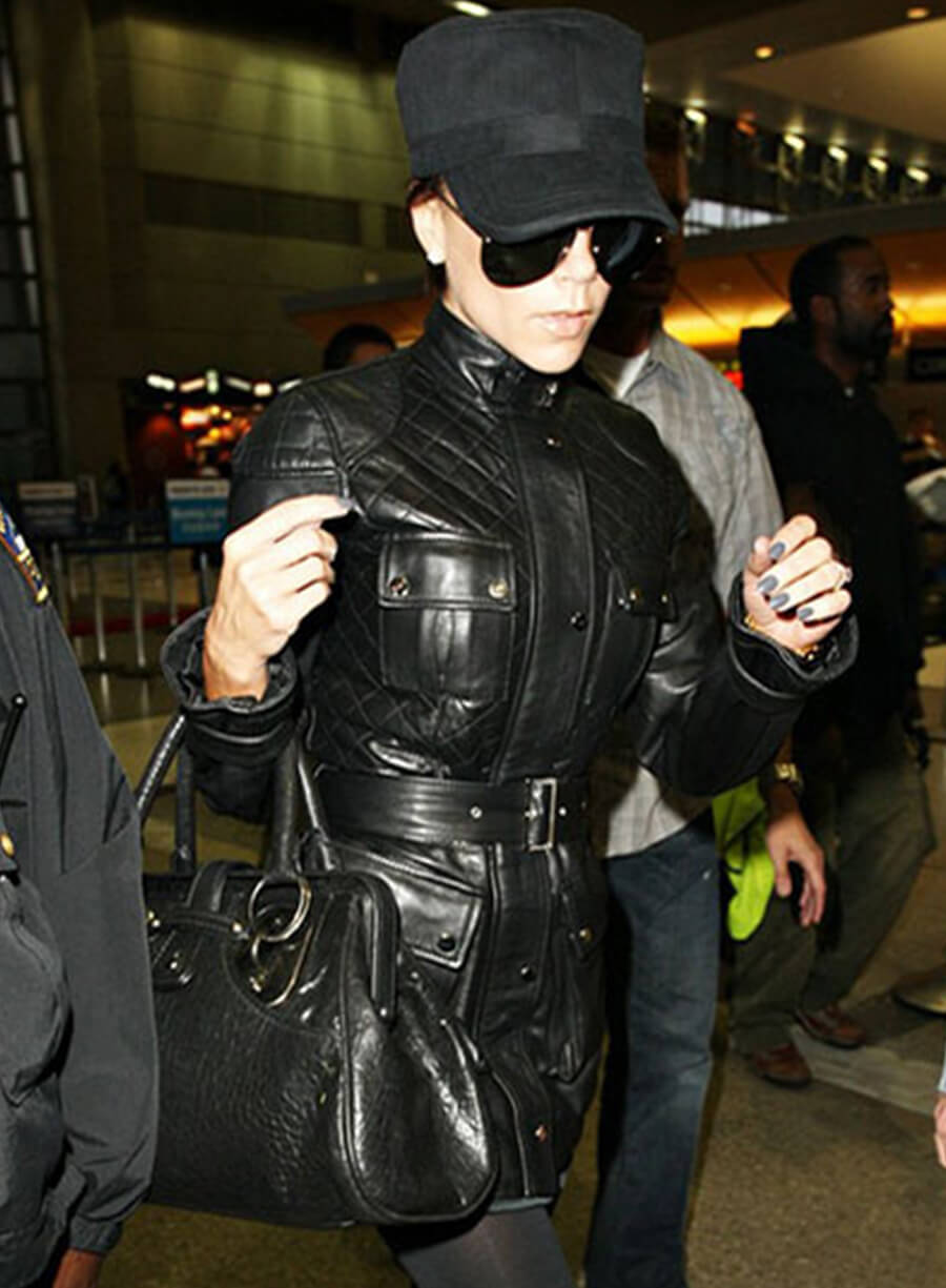 Victoria Beckham Black Leather Trench Coat