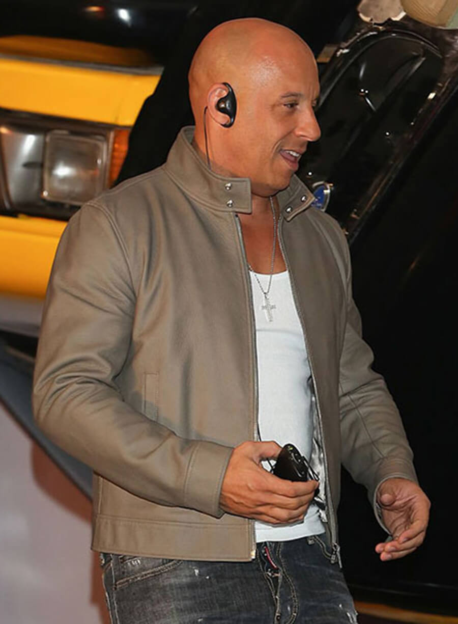 Vin Diesel Grey Leather Jacket