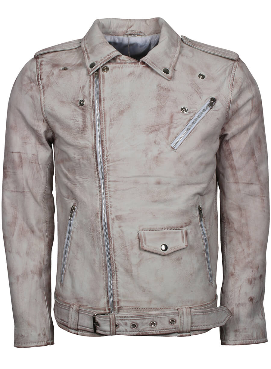 White Waxed Brando Leather Jacket