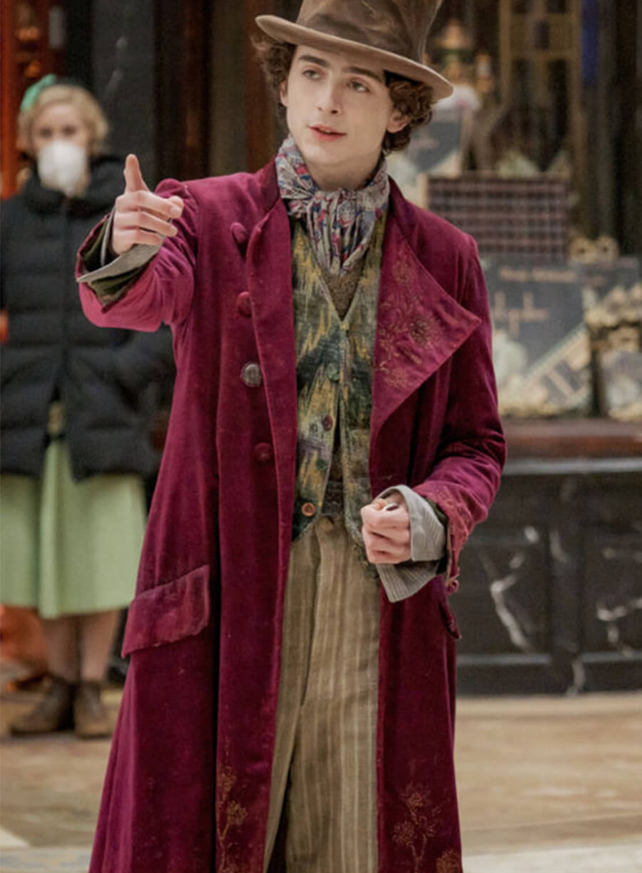 Willy Wonka Maroon Velvet Coat
