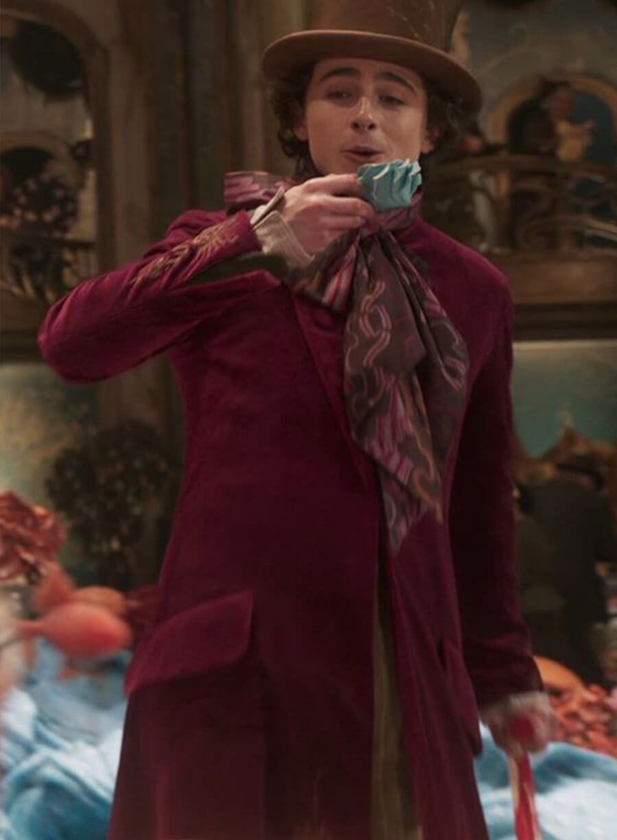 Willy Wonka Maroon Velvet Coat
