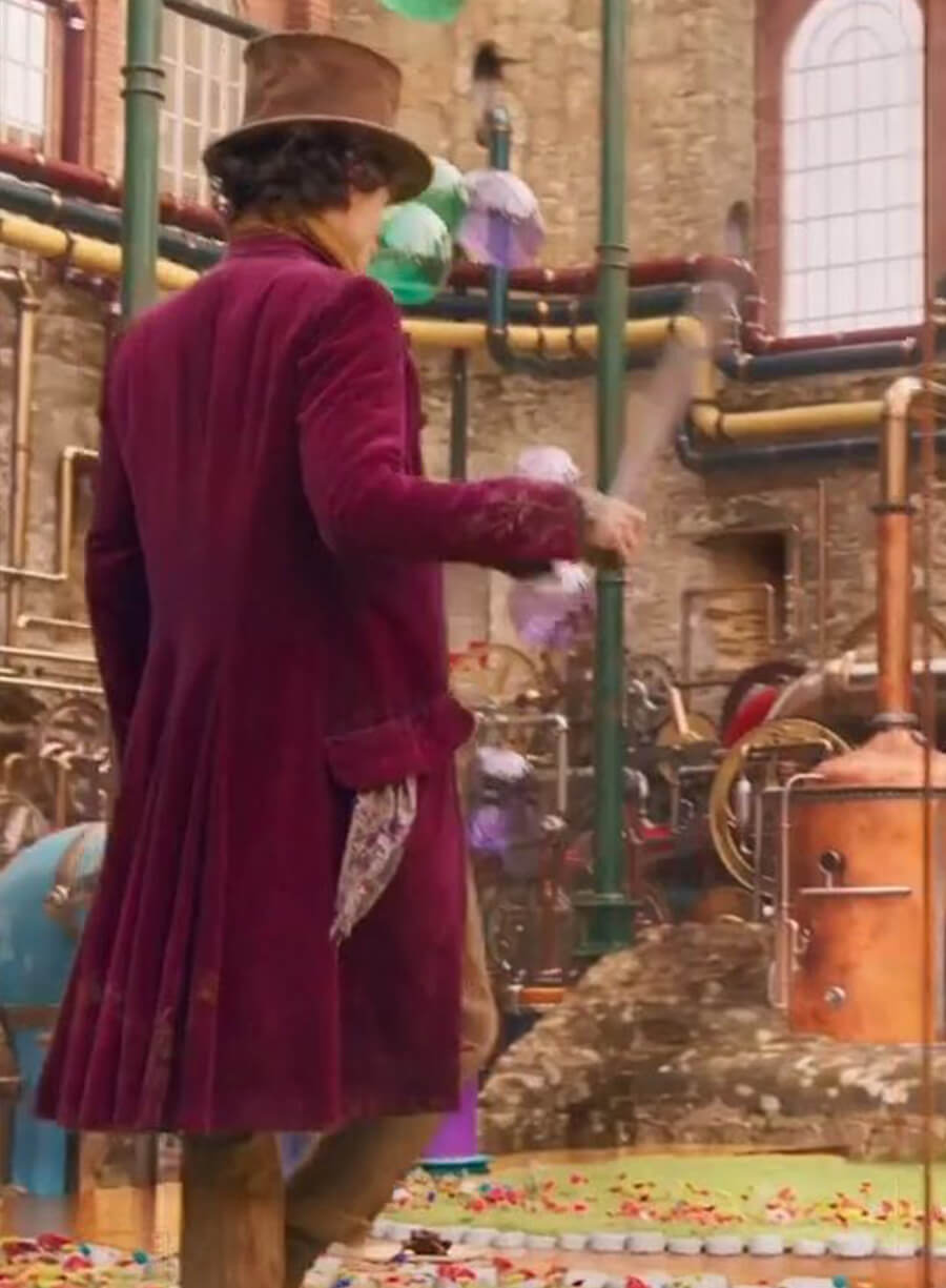 Willy Wonka Maroon Velvet Coat