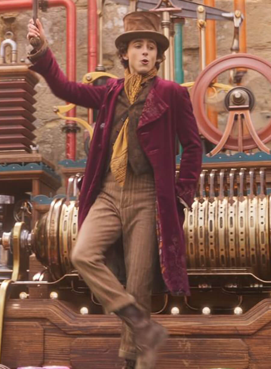 Willy Wonka Maroon Velvet Coat