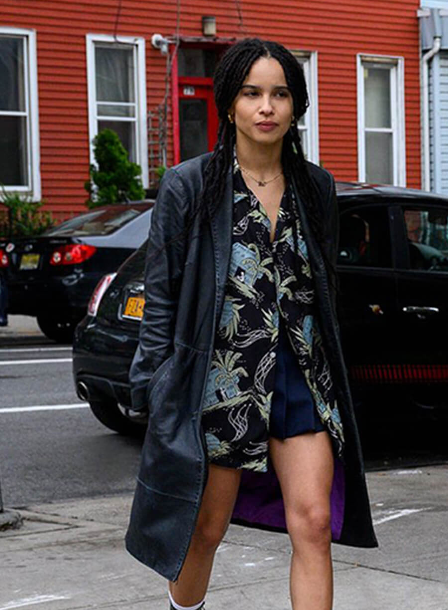 Zoe Kravitz Leather Long Coat
