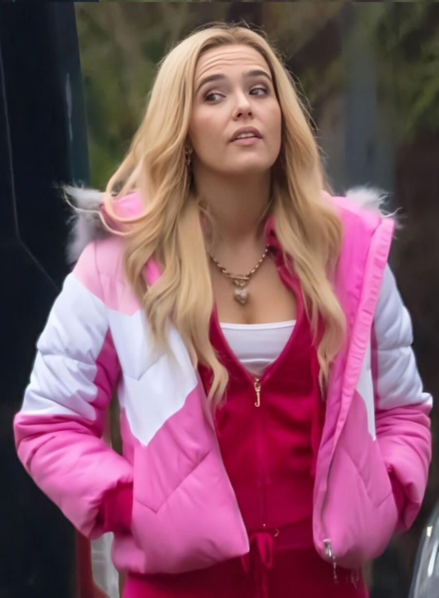 Zoey Deutch Zombieland 2 Pink Hooded Jacket