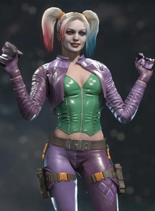 Injustice 2 Harley Quinn Purple Leather Jacket