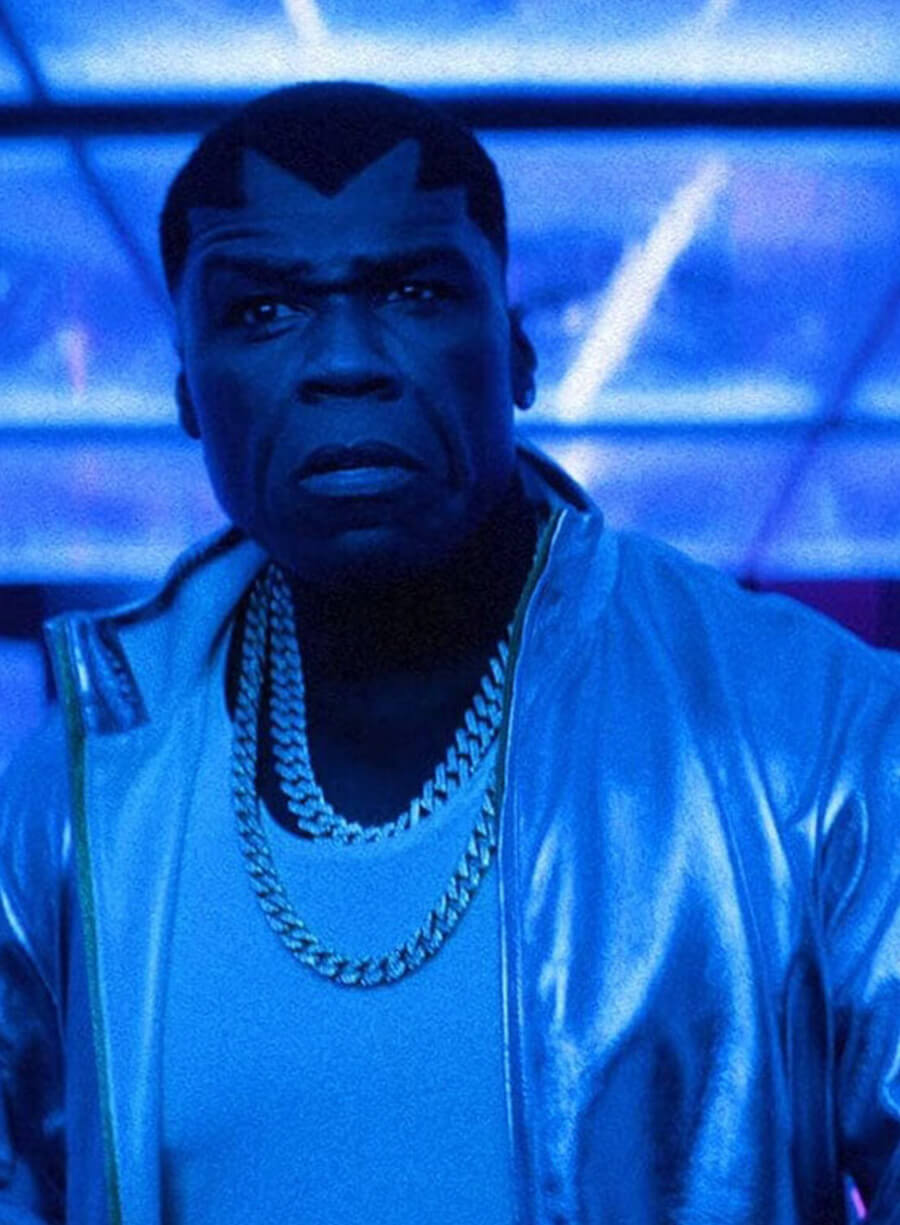 50 Cent Street Figther 2026 White Leather Jacket