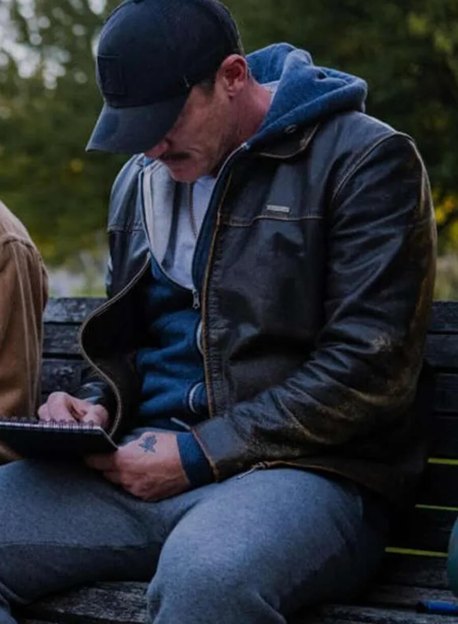 5lbs of Pressure Luke Evans Brown Leather Jacket