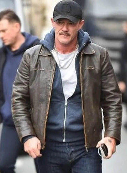 5lbs of Pressure Luke Evans Brown Leather Jacket
