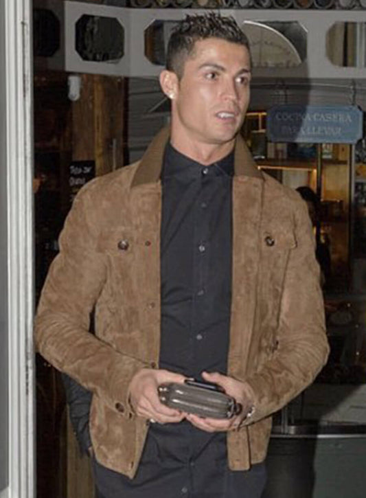 Cristiano Ronaldo Brown Suede Jacket
