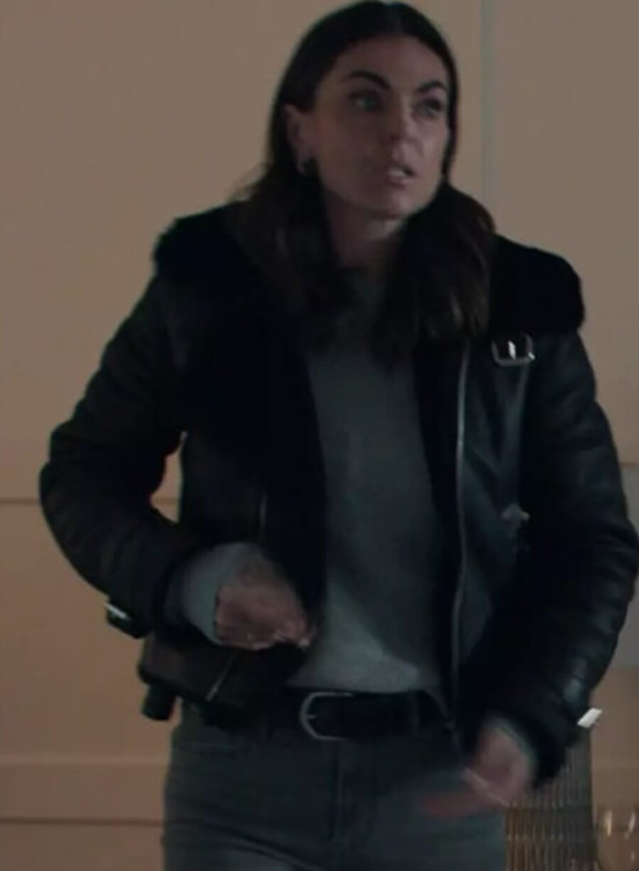 Karla Dixon Reacher S02 Black Shearling Jacket – LeatherJacketMerchant