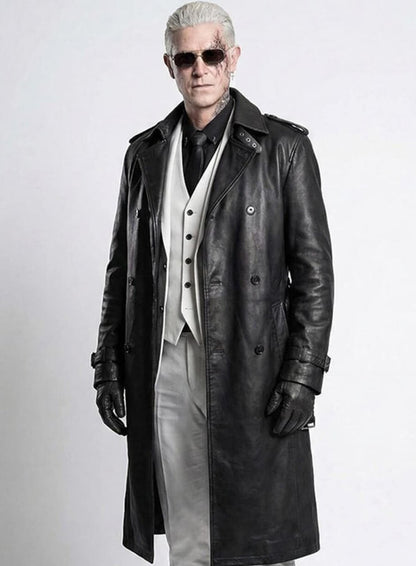Resident Evil Reqium Zeno Black Leather Coat Outfit