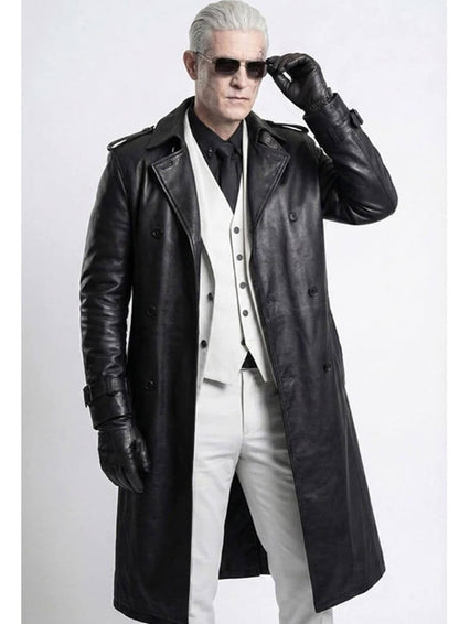 Resident Evil Reqium Zeno Black Leather Coat Outfit