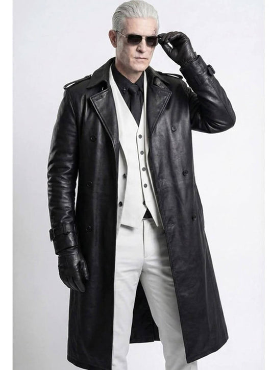 Resident Evil Reqium Zeno Black Leather Coat Outfit