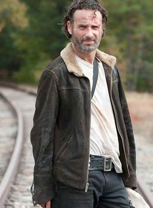 The Walking Dead S5 Rick Grimes Brown Suede Leather Jacket