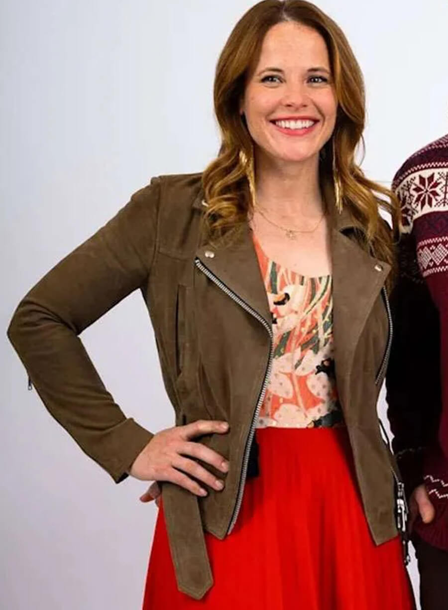 A Cherry Pie Christmas 2025 Katie Leclerc Suede Jacket