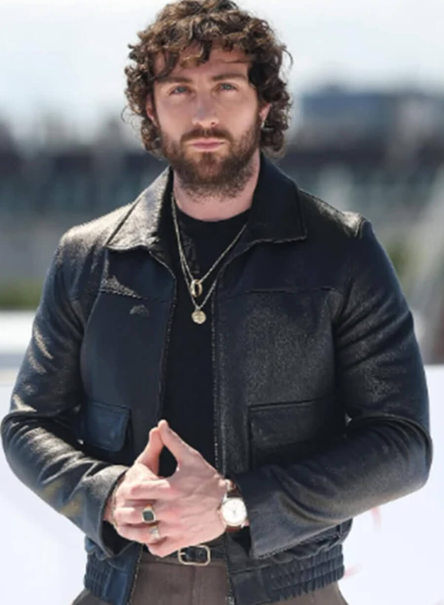 Aaron Taylor-Johnson 28 Years Later Black Leather Jacket