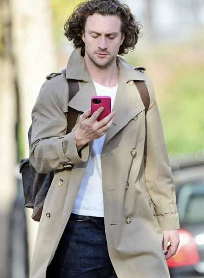 Aaron Taylor Johnson Beige Coat