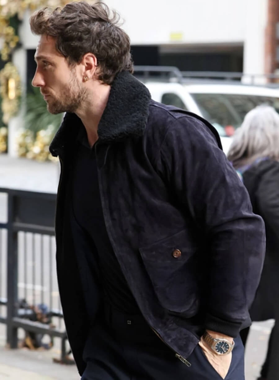 Aaron Taylor Johnson Black Suede Jacket