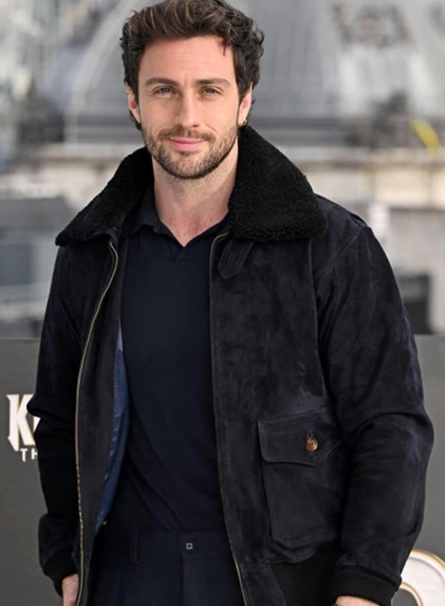 Aaron Taylor Johnson Black Suede Jacket