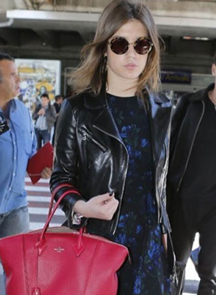 Adele Exarchopoulos black Leather Jacket