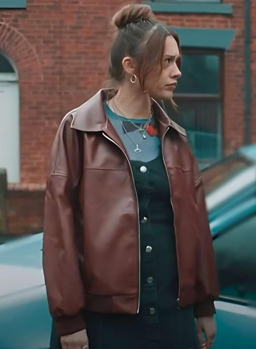  Aimee Lou Wood Brown Leather Jacket