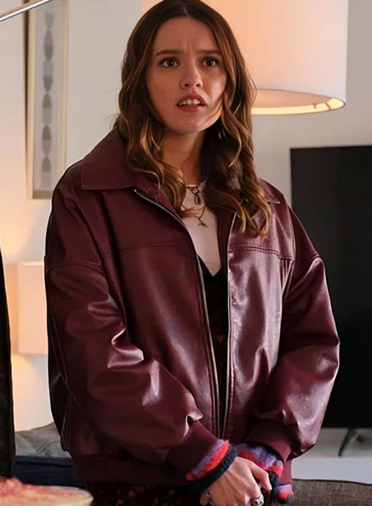 Aimee Lou Wood Brown Leather Jacket