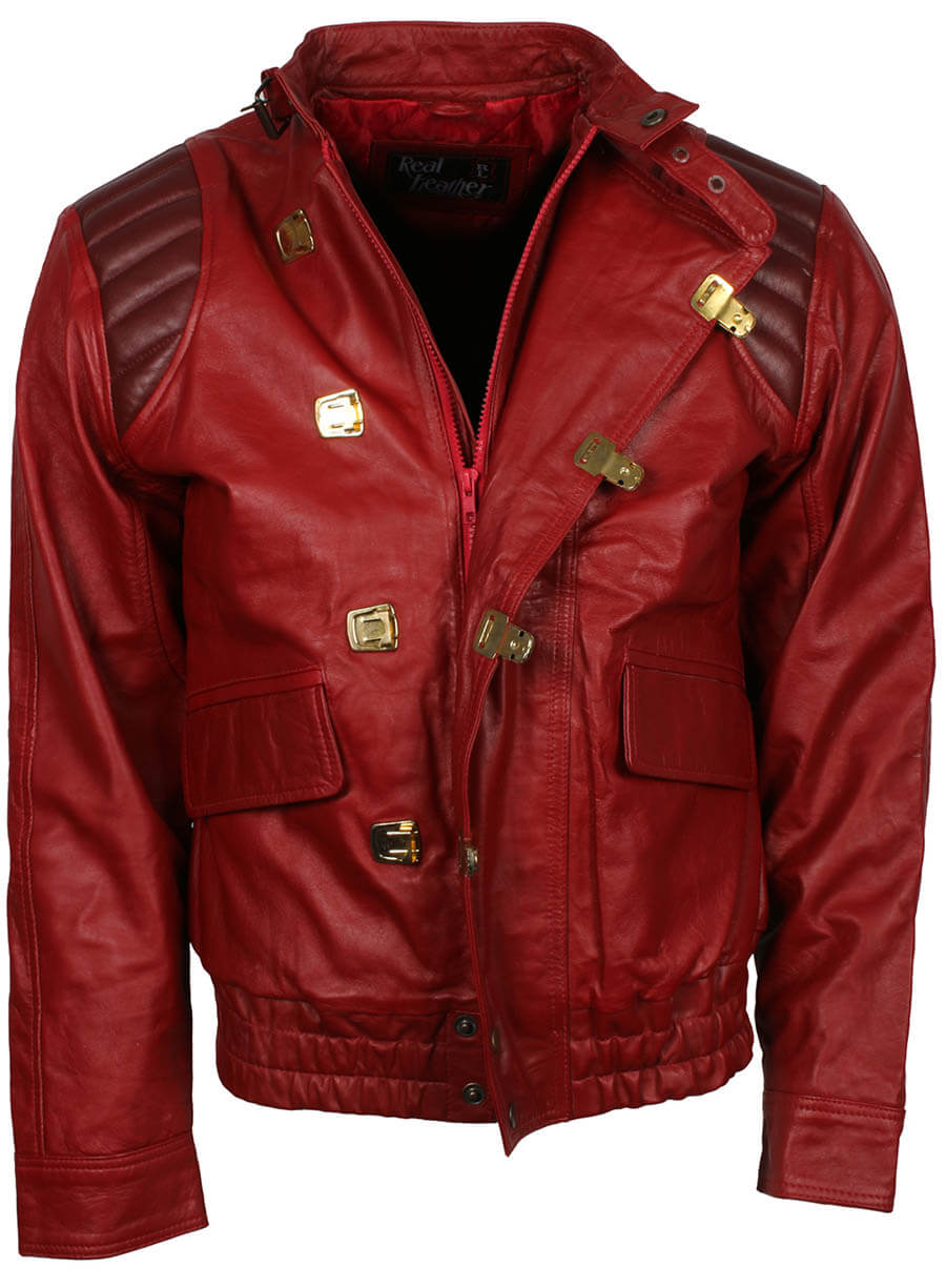 Akira Kaneda Men Red Leather Jacket