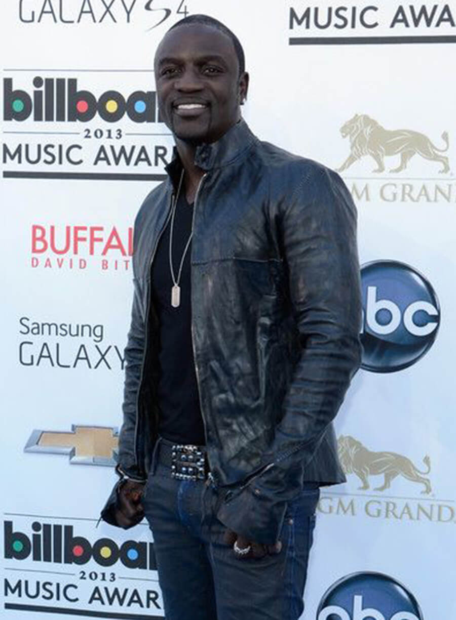 Akon Black Leather Jacket