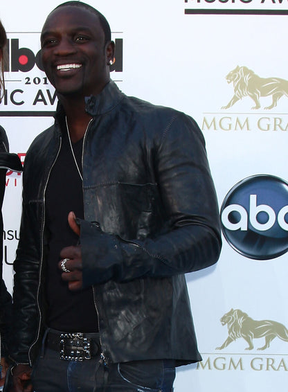 Akon Black Leather Jacket