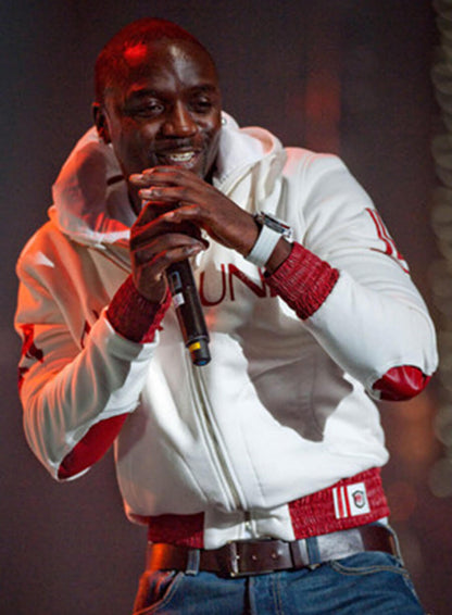 Akon White Hooded Jacket