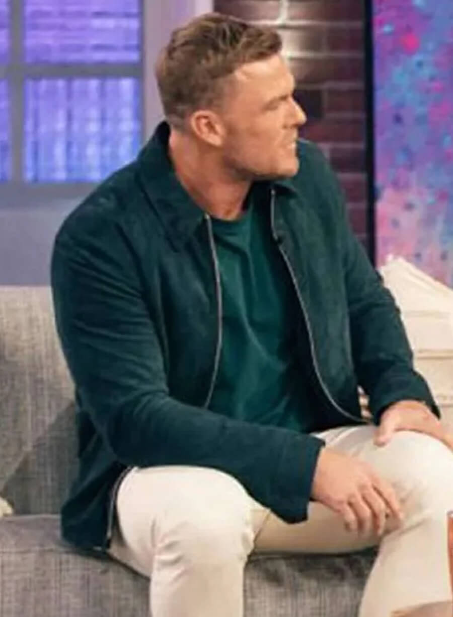 Alan Ritchson Green Suede Leather Jacket