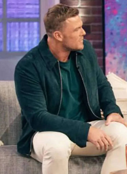 Alan Ritchson Green Suede Leather Jacket