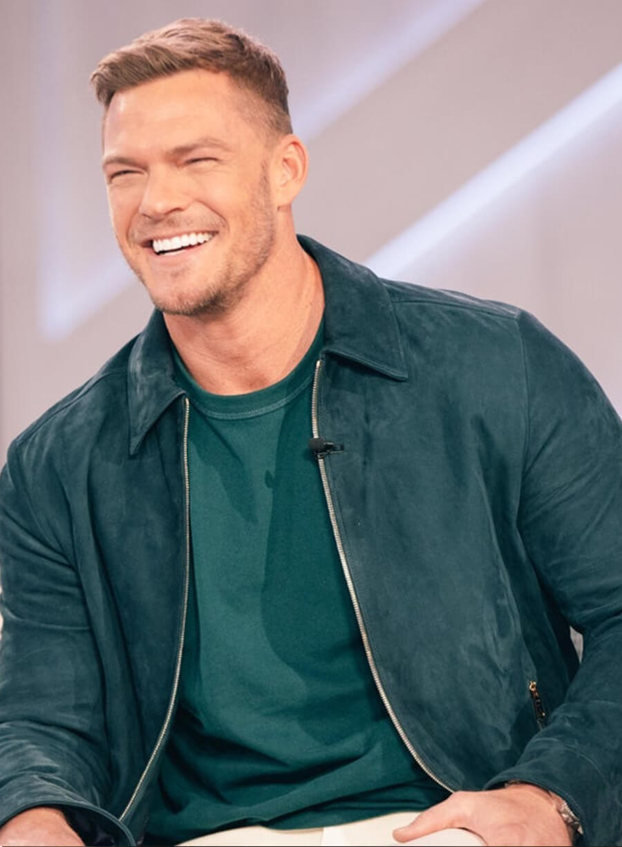 Alan Ritchson Green Suede Leather Jacket