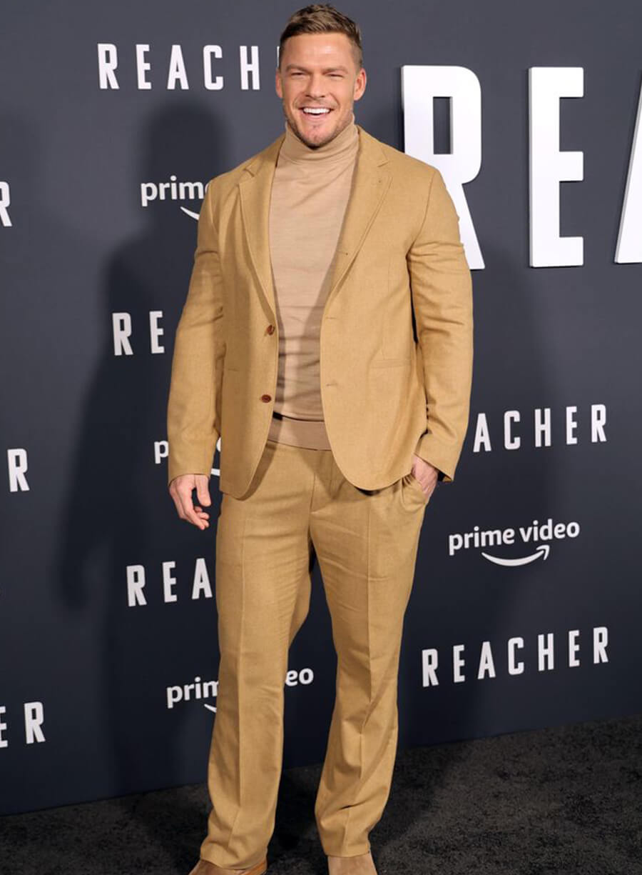Alan Ritchson Reacher Brown Suit
