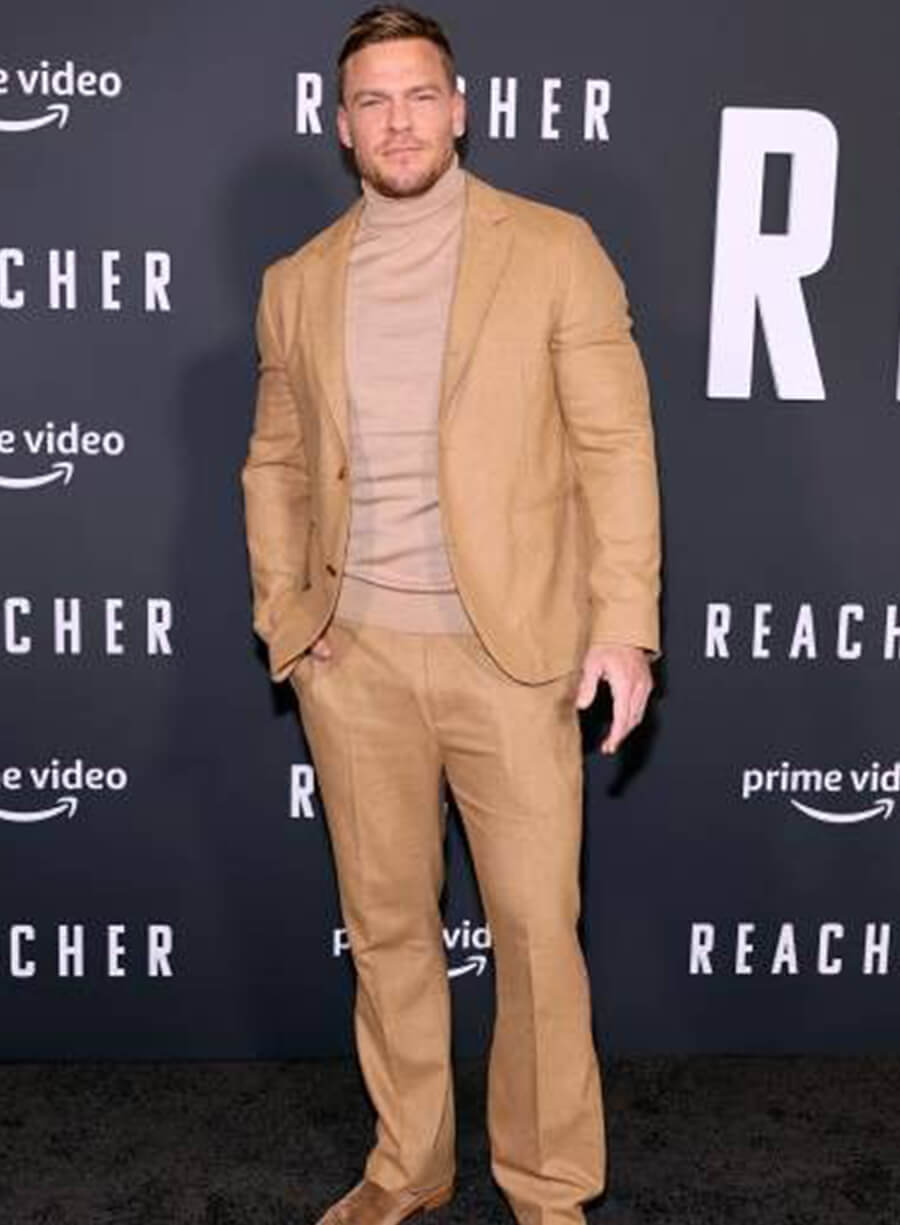 Alan Ritchson Reacher Brown Suit
