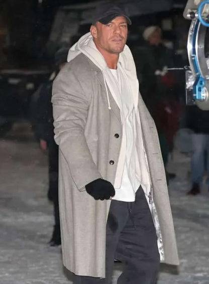 Alan Ritchson The Man with the Bag Grey Coat
