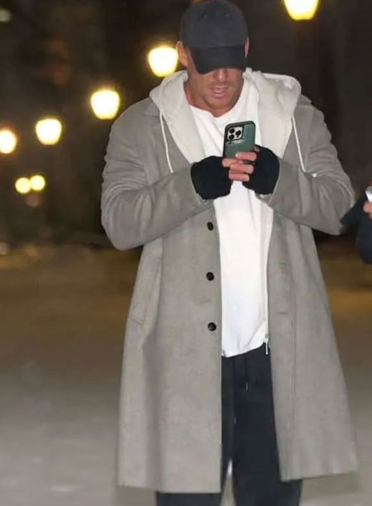 Alan Ritchson The Man with the Bag Grey Coat